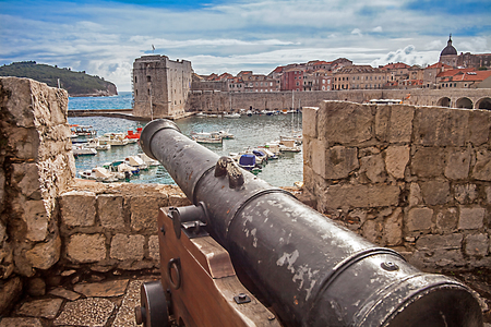 Old town and harbor of Dubrovnik Croatiaの写真素材