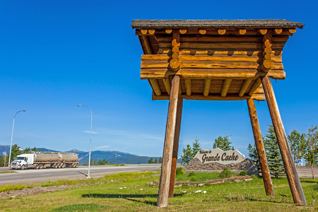 The town sign in Grande Cache Alberta Canadaの写真素材