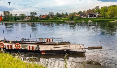 Kelheim, Bavaria, Germany on 21.05.2017 Cable ferry across the Danube at Weltenburg Lower Bavariaのeditorial素材