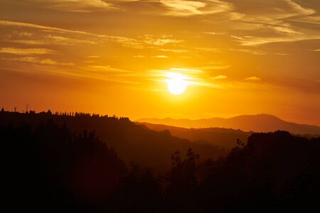 Gorgeous sunset in Tuscany - Italyの写真素材