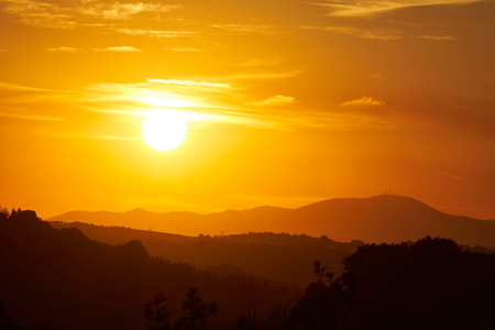 Gorgeous sunset in Tuscany - Italyの写真素材