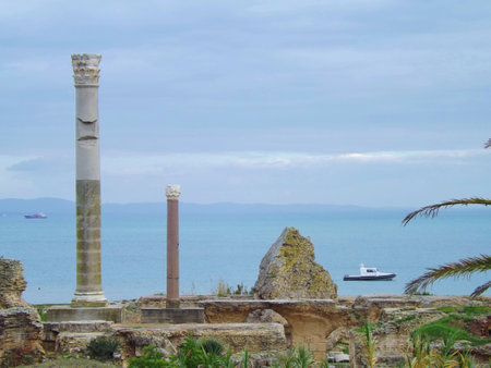 Tunisia, ruins of Carthage. The Antonine thermal spring complex.の写真素材
