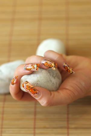 Nailart with a stoneの写真素材