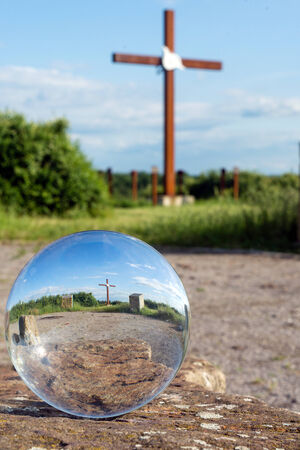 Crystal ball with a crossの写真素材