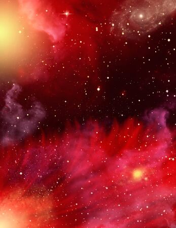 A star field with red and purple nebulaes.の写真素材