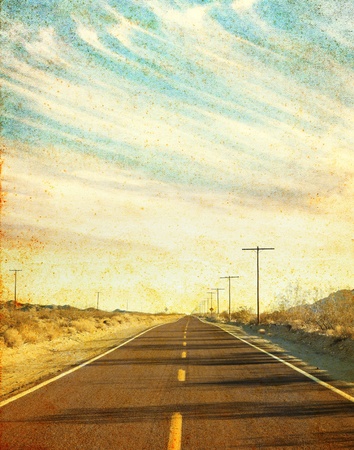 An empty desert road in Arizonaの写真素材