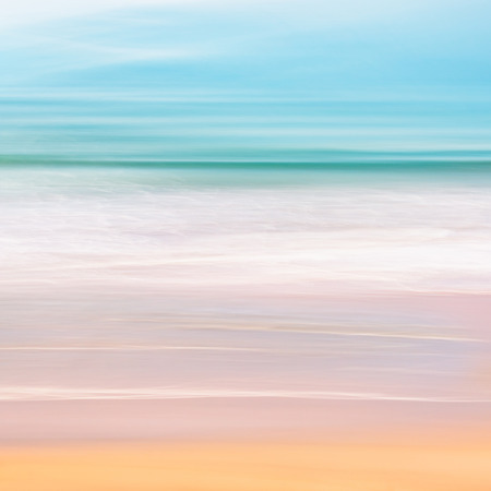 A tranquil seascape of the Pacific ocean off of California.  Image made using camera panning motion combined with a long exposure.の写真素材