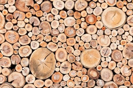 A fence made out of stacked cords of wood.の写真素材