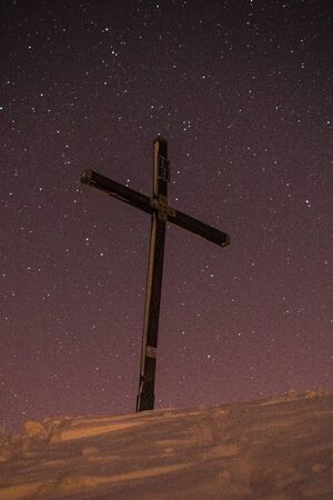 Cross on top mountain in Slovakiaの写真素材