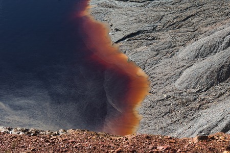 colourful, Contaminated lake with pollution inの写真素材