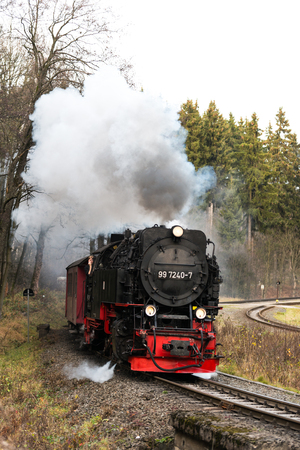 Harz montains, germany, Nov. 8.2015, Steam train with train in tのeditorial素材