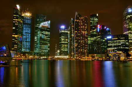 Singapore Business District At Nightのeditorial素材