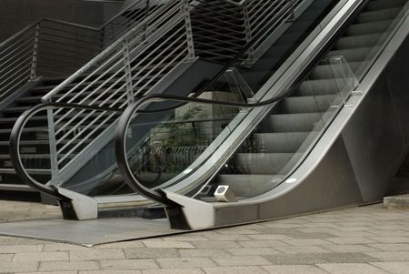 Escalator and stairway outdoor of the business building.