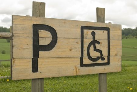 Wooden Handicapped Parking Only sign. Permit Parking sign For disabled person.の写真素材