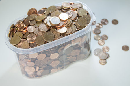 Euro coins money (EUR), currency of European Union useful as a backgroundの写真素材