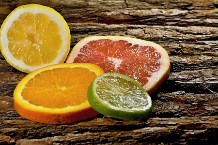 Citrus fruit is the source of vitamins for our health.の写真素材