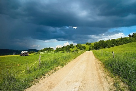 Landscape with storm clouds on Liptov in Slovakia.の写真素材