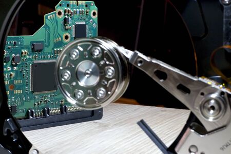 Hard Disk Driver - hardware electronic control. Computer component for writing and reading data.