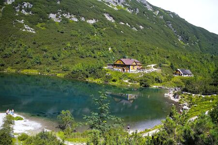 Amazing scenery of alpine environment near the cottage. Adventure tourism.の写真素材