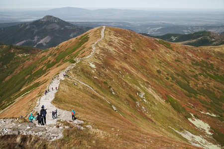 Hiking trail to the top of Volovec in Rohace valley.の写真素材