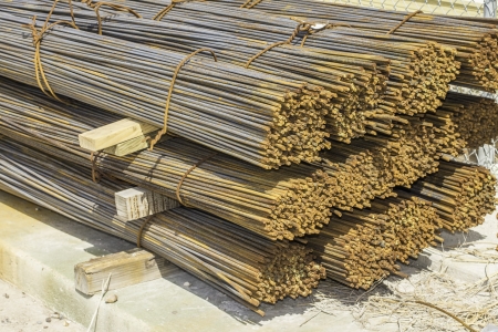 Large bundles of rebar waiting on a construction project.
