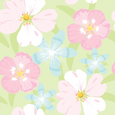 floral garden, wrapping, seamless pattern, pastel backgroundのイラスト素材