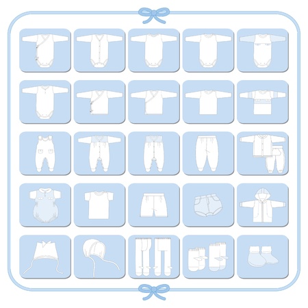 Pictograms of white babyboy dressesのイラスト素材