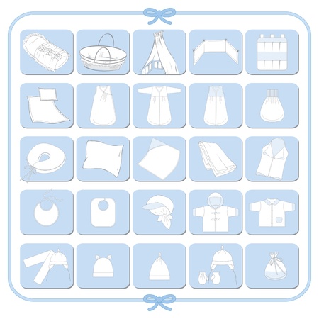 Pictograms of white babyboy dressesのイラスト素材
