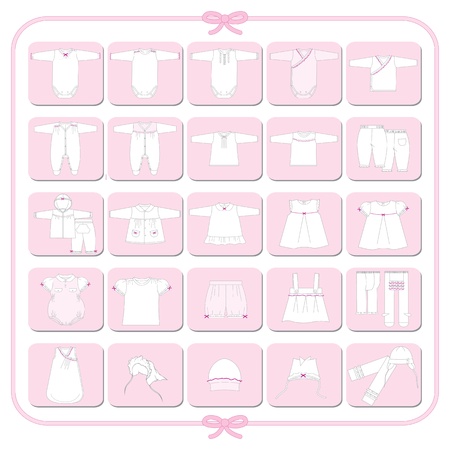 Pictograms of white babygirl dressesのイラスト素材