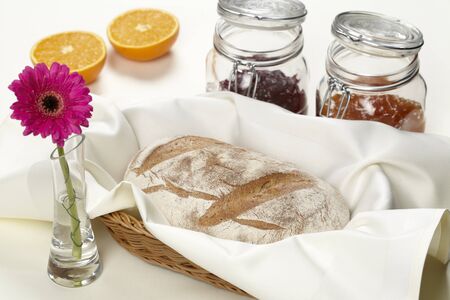 Bread with jam and table decorations