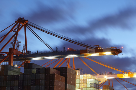 The container terminal Euro Gate at Hamburg Waltershof in the evening on May 2014, 3.
