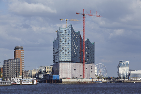 The Elbe philharmonic hall is under construction at the port of Hamburg on May 2014, 03.のeditorial素材