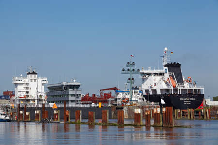The container vessel Selandia Swan at the arrival of the lockage Brunsbuettel on May 2014, 17 