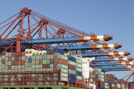 Container vessel XIN Hong Kong is loaded/unloaded at the container terminal Eurogate at the...