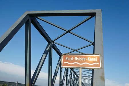 The new Gruenental Bridge over the Kiel Canal at Beldorf in the rural district Rendsburg-Eckernfoerde (Germany) was built from 1984 to 1986.の写真素材