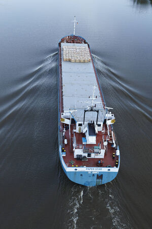 General cargo ship Paper Star at the Kiel Canal (Schleswig-Holstein, Germany) taken on June 15, 2014.のeditorial素材