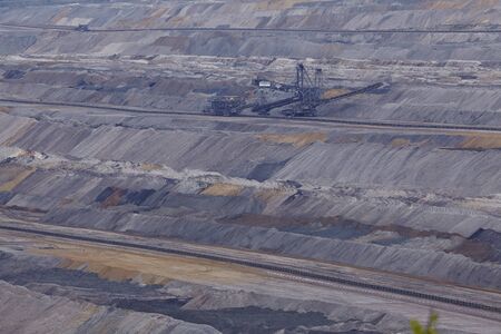 A spreader at the soft coal open cast mining Hambach at Northrhine Westphalia (Germany) on the...