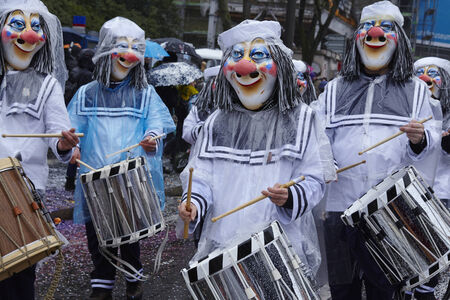 The Carnival at Basel (Basle - Switzerland) in the year 2015. The picture shows some costumed people on February 23, 2015. The Carnival at Basel (Basle - Switzerland) in the year 2015. The picture shows some costumed people on February 23, 2015.