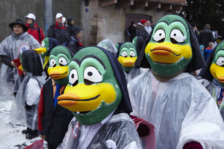 The Carnival at Basel (Basle - Switzerland) in the year 2015. The picture shows some costumed people on February 23, 2015.のeditorial素材