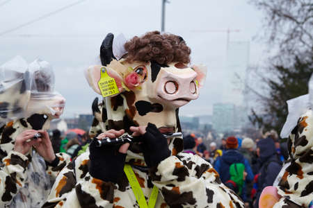 The Carnival at Basel (Basle - Switzerland) in the year 2015. The picture shows some costumed people on February 23, 2015.のeditorial素材