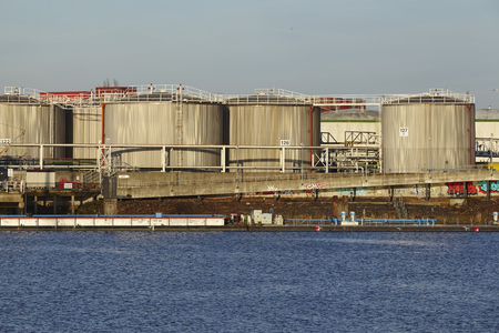 Oil tanks at the Port of Hamburg (Germany) taken on March 8, 2015.のeditorial素材