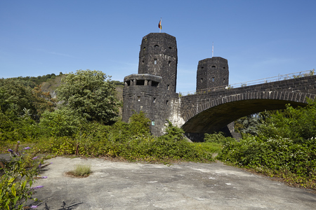 A piece of old roadway is located behind The Remagen Bridge (Germany, Rhineland-Palatinate, administrative district Ahrweiler) which was destroyed at the second world war.のeditorial素材
