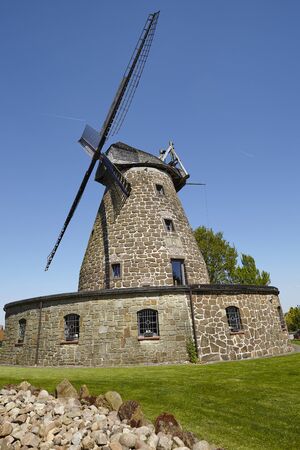 The windmill Hartum (Hille, Germany) is a dutch type of windmill and is part of the Westphalia Mill Street (Westfaelische Muehlenstrasse).のeditorial素材