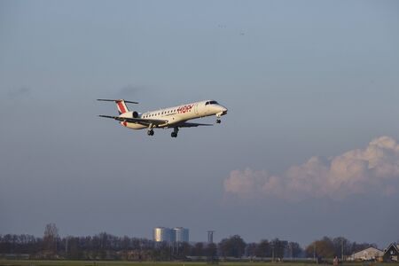 The HOP! Embraer ERJ-145MP with identification F-GUBG lands at Amsterdam Airport Schiphol (The...