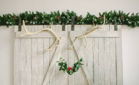 christmas decoration on home wallの写真素材