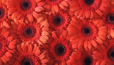 many red gerber flowers patternの写真素材