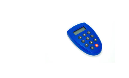 Blue security key bank token with button and display