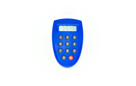 Blue security key bank token with button and display