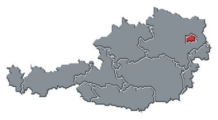 Political map of Austria with the several states where Vienna is highlighted.の写真素材