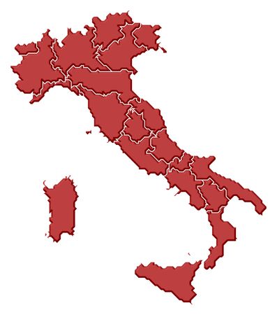 Political map of Italy with the several regions. Political map of Italy with the several regions.